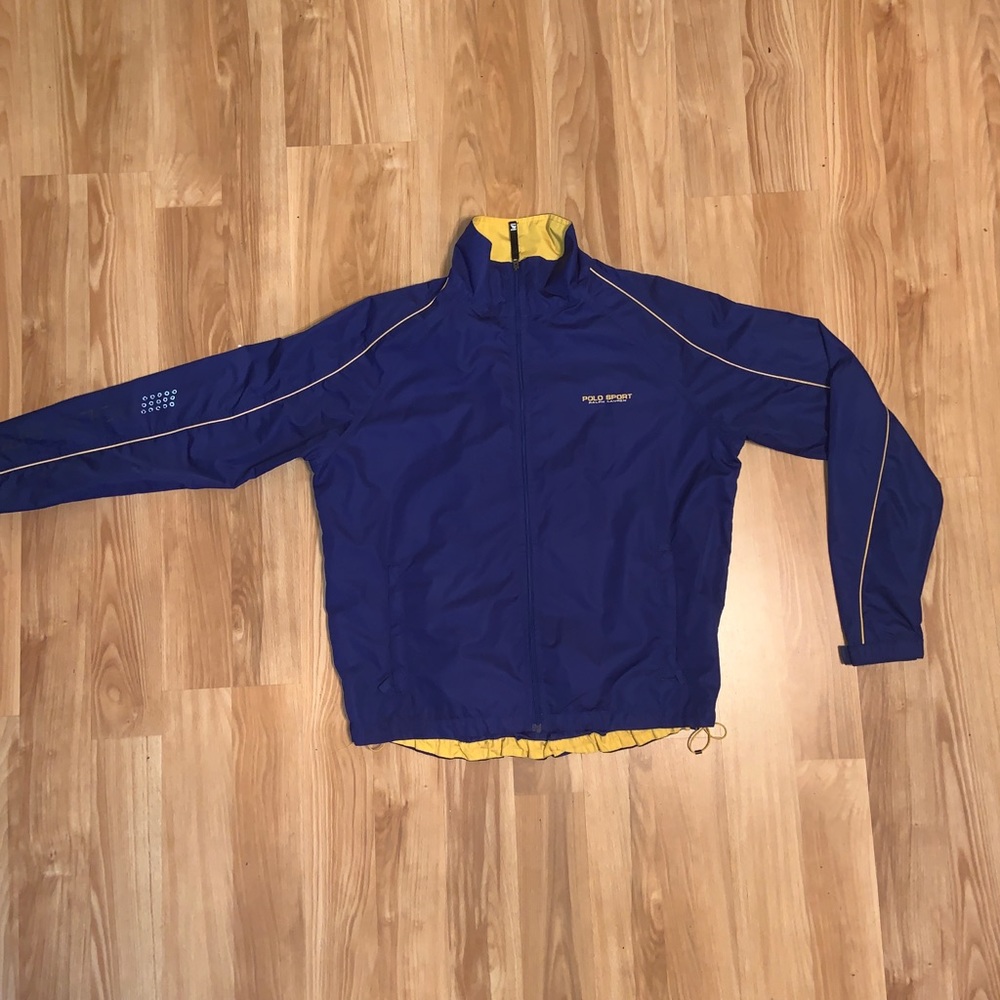 Royal Blue and yellow polo wind breaker/track coat